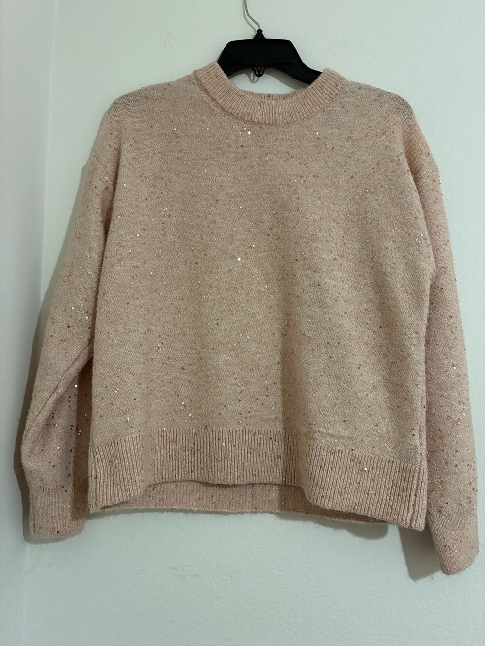 H&M Sequin Crewneck Sweater - Pale Pink